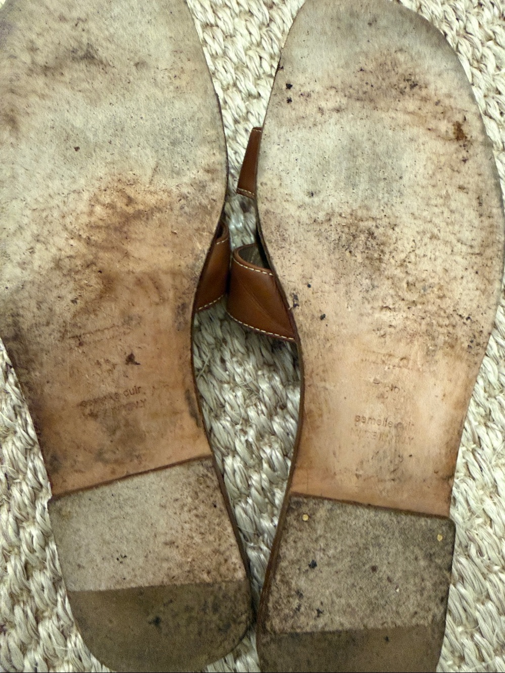 Hermes Brown Oran Leather Slide Sandals - Picture 11 of 11